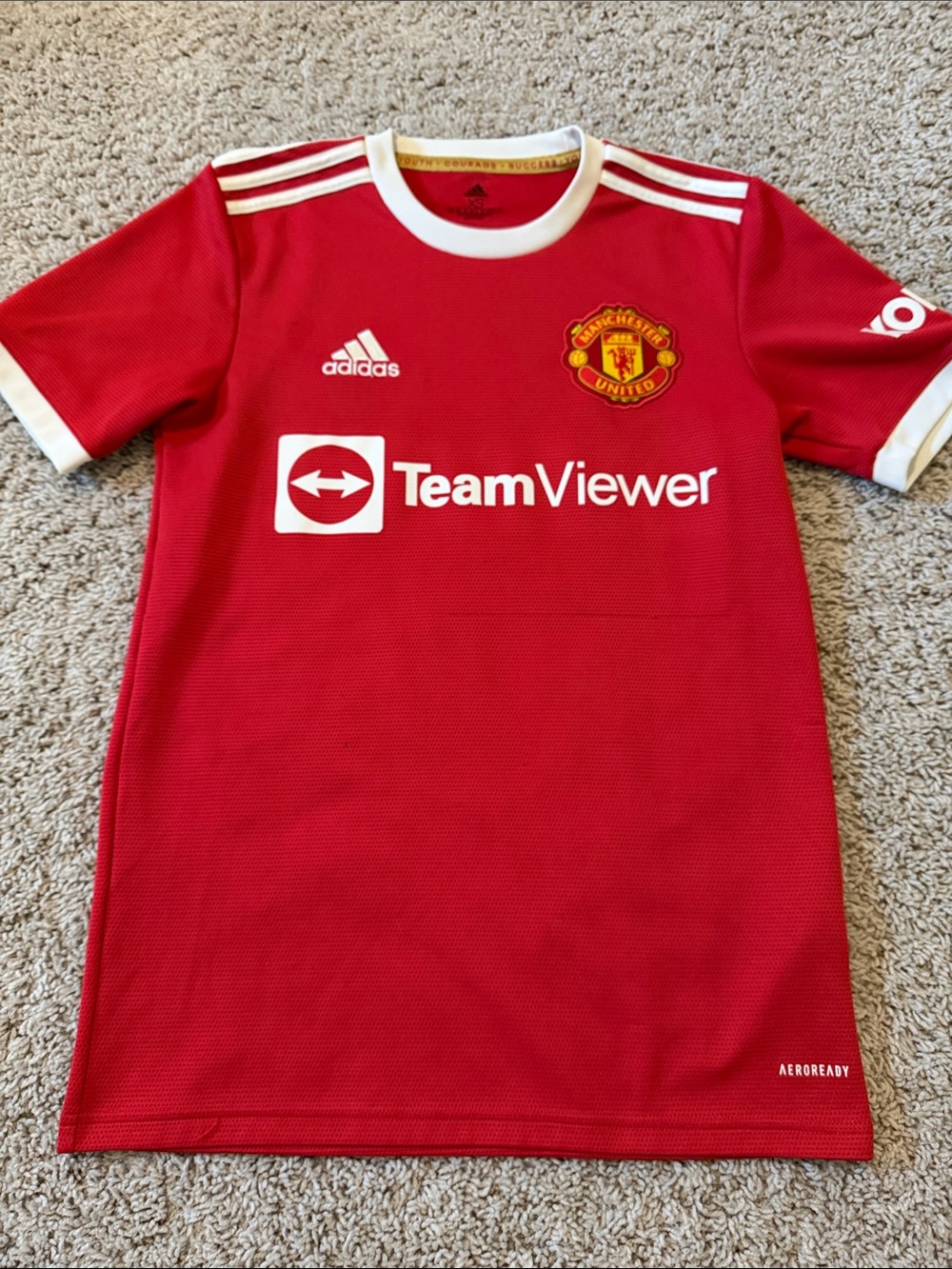 adidas Manchester United Red Home Jersey with White Accents